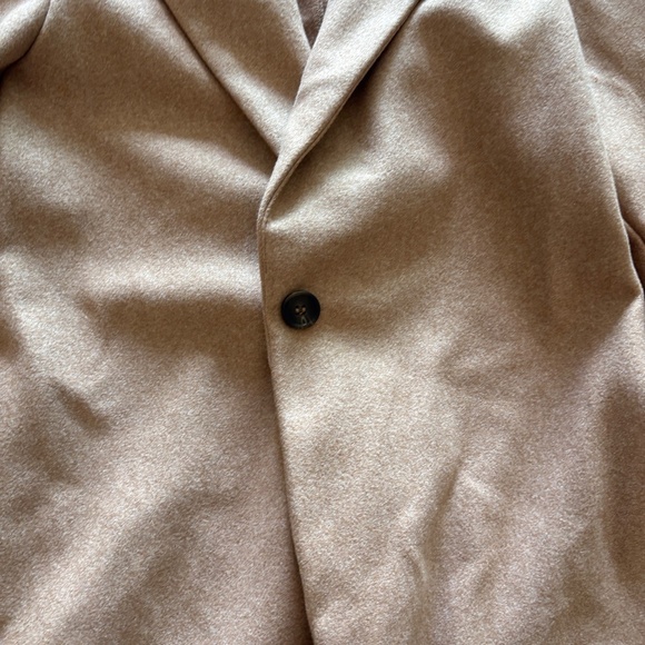 Women's Stitch and Feather Full Length Long Camel Brown Coat - Picture 8 of 9